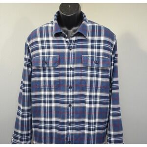 L.L. Bean Shacket Fleece Lined Flannel Shirt Jacket Plaid Long Sleeve Mens XL